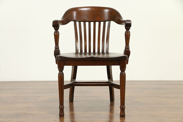 Oak Quarter Sawn Antique Banker, Office or Library Desk Chair, Welch  #32874 photo