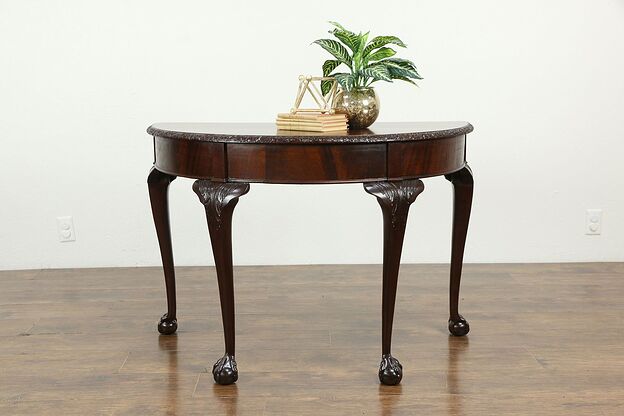 Georgian or Chippendale Style Half Round Demilune Console Table  #33333 photo