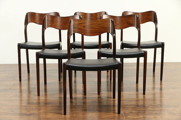 Set of 6 Midcentury Modern Danish Rosewood Dining Chairs, Moller #33083 photo