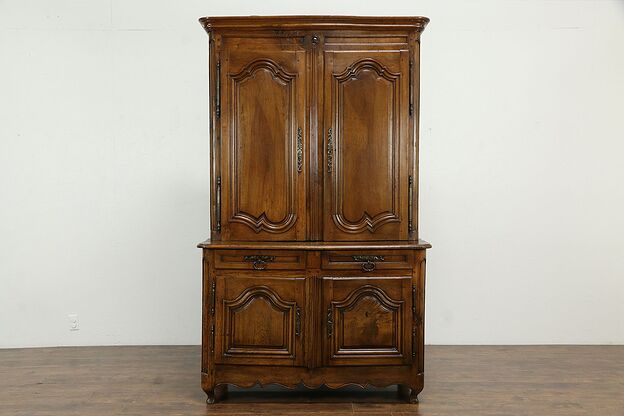 Country French Antique 1790 Walnut Cupboard or Provincial Cabinet #33264 photo