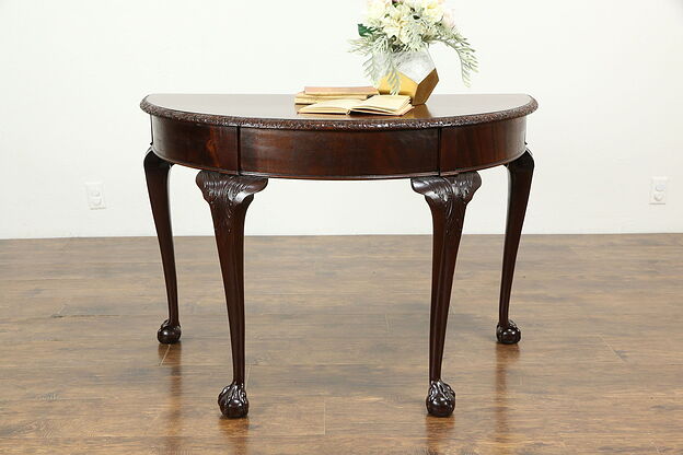 Chippendale or Georgian Style Half Round Demilune Console Table #33334 photo