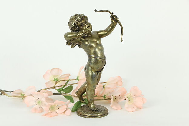 Cupid Angel Shooting His Bow, Antique Sculpture Signed Aug. Moreau #33488 photo