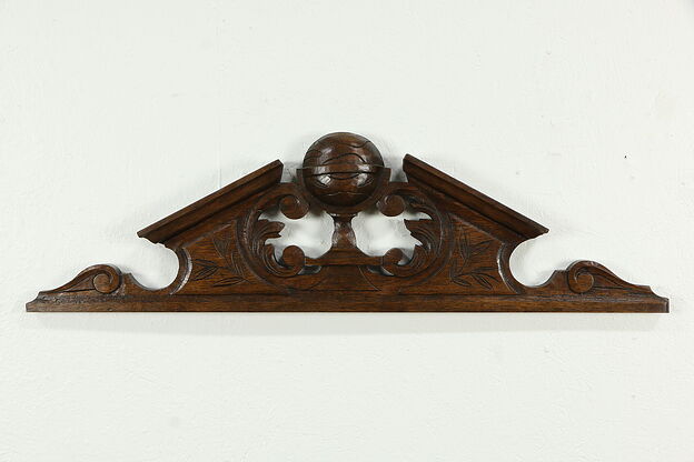 Architectural Salvage Hand Carved Oak Antique French Crest #33771 photo