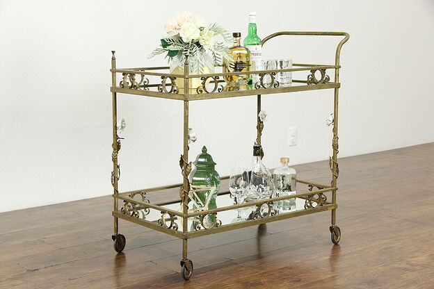 Details about   Vintage Wrought Iron serving tea/bar cart-local pick up 