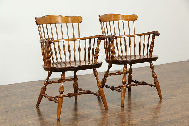 Pair of Windsor Vintage Arm Chairs Nichols & Stone #33987 photo