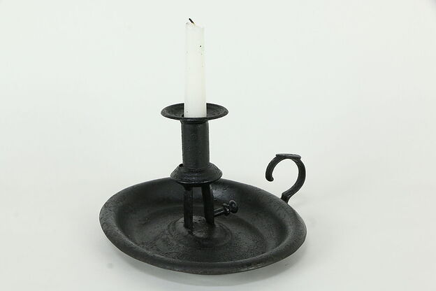 Oval Tin Antique Candlestick with Pusher #34159 photo