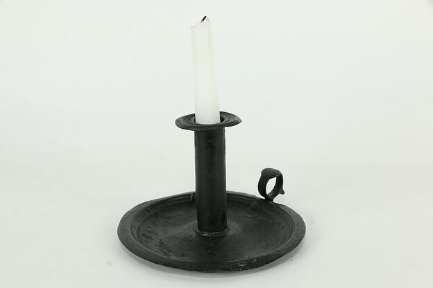 Round Tin Antique Candlestick with Pusher #34158 photo