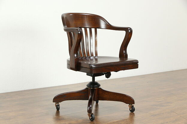 Oak Quarter Sawn Swivel Adjustable Library or Office Desk Chair, Taylor #34269 photo