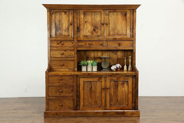 Country Vintage Kitchen Pantry Cupboard, Reclaimed Antique Wormy Pine #33883 photo