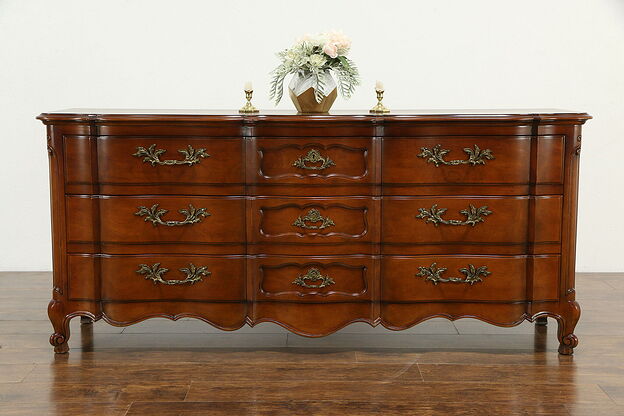 Cherry Country French Vintage Wide Chest or Dresser Signed Widdicomb #33561 photo