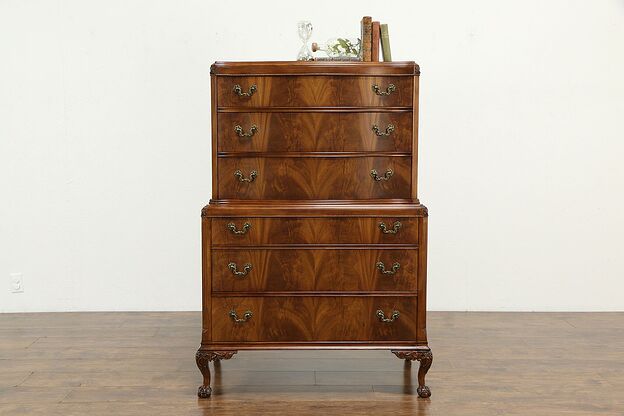 Georgian Style Mahogany Vintage Tall Chest on Chest, Carved Claw Feet #34914 photo