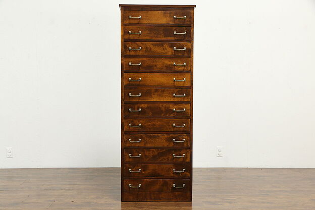 Laboratory, Jewelry or Collector 12 Drawer Vintage Birch File Cabinet #34012 photo