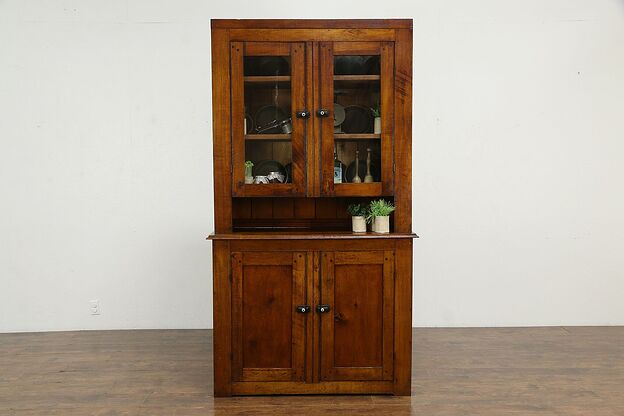 Primitive Antique Country Butternut Kitchen Pantry Cupboard  #35172 photo