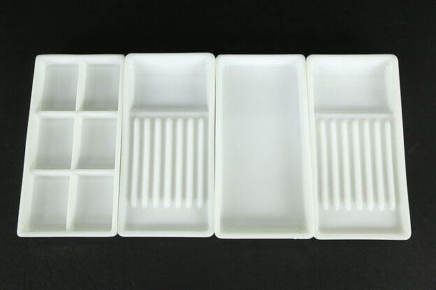 Antique Milk Glass Dental Trays, The American Cabinet Co.,Two Rivers #35258 photo
