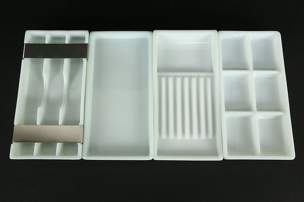 Antique Milk Glass Dental Trays, The American Cabinet Co.,Two Rivers #35260 photo