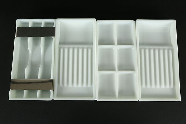 Antique Milk Glass Dental Trays, The American Cabinet Co.,Two Rivers #35261 photo