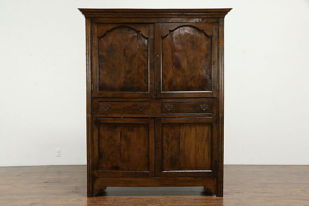 French Country Antique 1790 Elm Farmhouse Cupboard, Armoire or Cabinet #34393 photo