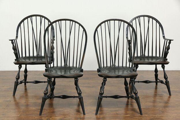Set of 4 Vintage Artisanal Windsor Dining Chairs Antiquities of Delafield #35014 photo