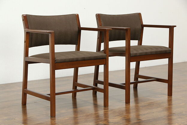Pair of Midcentury Modern Scandinavian 1960 Vintage Chairs New Upholstery #35338 photo
