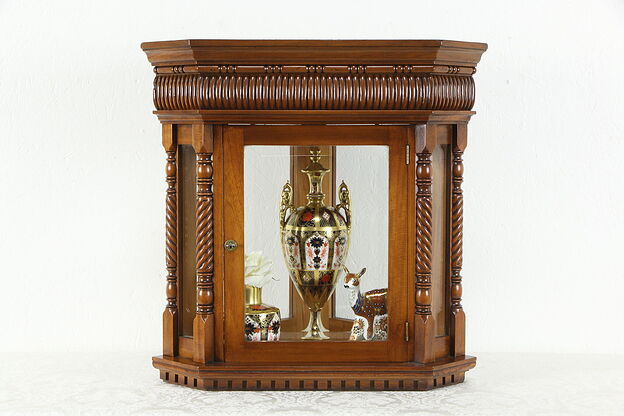 Table Top Antique Scandinavian Mahogany Miniature Corner Display Cabinet #35445 photo