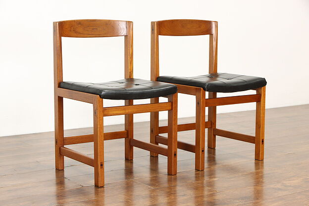 Pair Midcentury Modern 1960 Vintage Teak Chairs Attrib. Bruno Matthsson #37362 photo