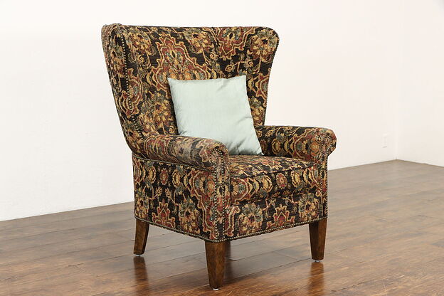 Traditional Large Vintage Designer Wing Chair, Paul Robert #38062 photo