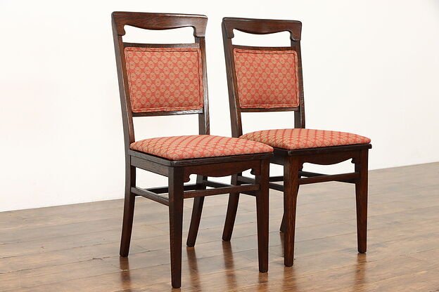 Pair of Antique Mission Oak Arts & Crafts Craftsman Desk or Dining Chairs #38860 photo