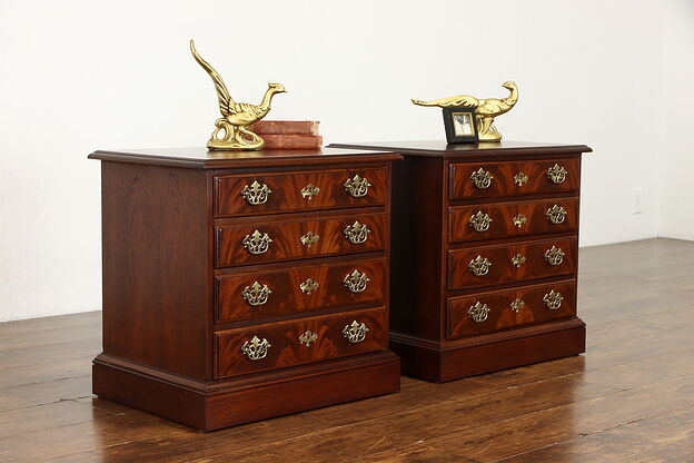 Pair of Traditional Vintage Mahogany Nightstands or End Tables, Drexel #38187 photo