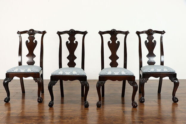 Set of 4 Vintage Georgian Design Dining or Game Table Chairs, Century #38353 photo