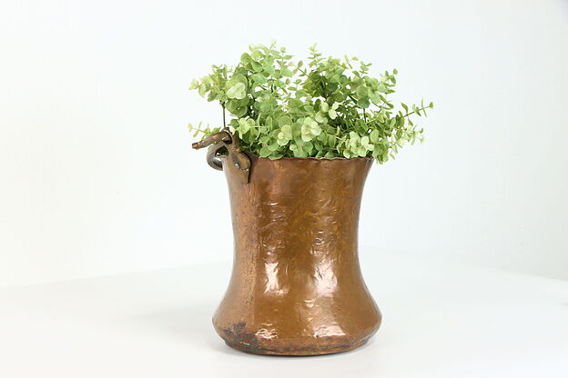 Copper Vintage Hand Hammered Dovetailed Farmhouse Pot or Bucket #38978 photo