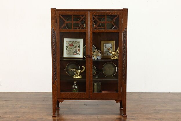 Arts & Crafts Mission Antique Office or Library Bookcase, Display Cabinet #33807 photo