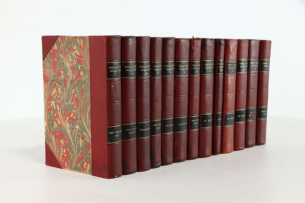 Set of 14 Leatherbound Gold Tooled Vintage Books, Hall Caine #39256 photo