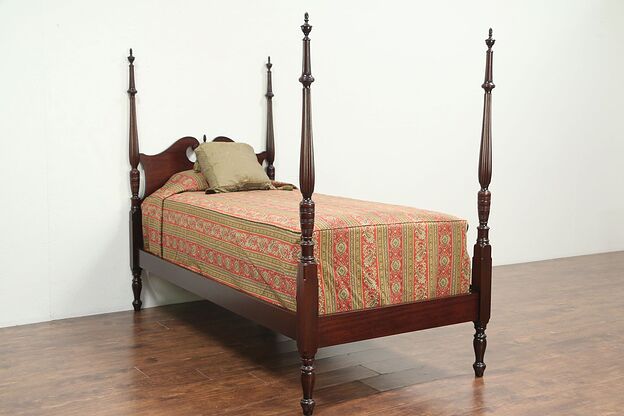Twin or Single Vintage Mahogany Poster Bed, Extra Long #29175 photo