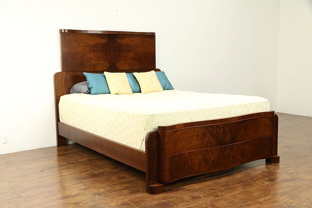 Midcentury Modern Vintage Walnut Queen Size Bed #31505 photo