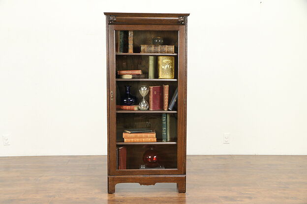 Oak Antique Medical or Bath Cabinet, Bookcase, Adjustable Shelves #30919 photo