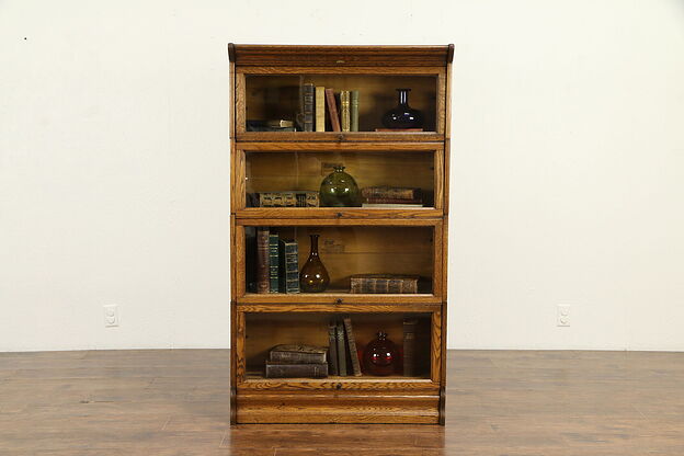 Oak Antique 4 Stack Lawyer Bookcase, Lundstrom of NY #31963 photo