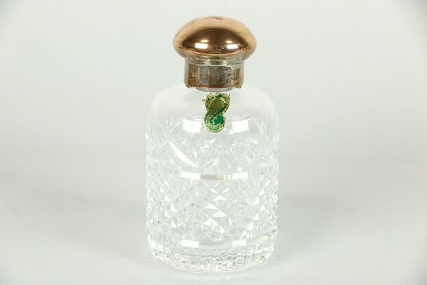 Waterford Signed Scent or Cologne Bottle, Stopper, Silver Plate Copper Cap photo