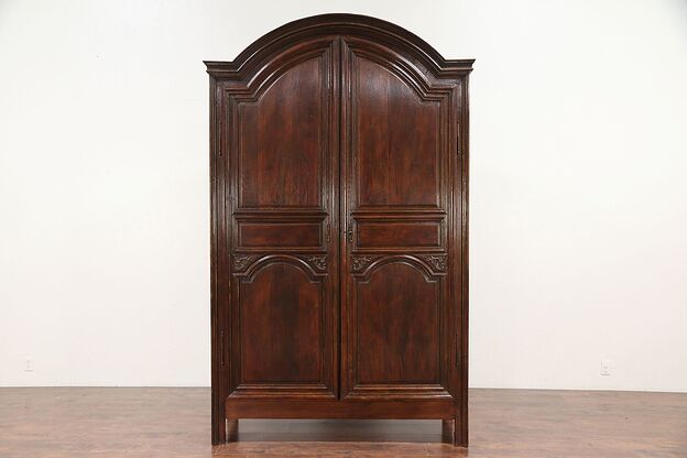 Oak Carved Country French Antique 1880 Armoire, Wardrobe or Closet #29644 photo