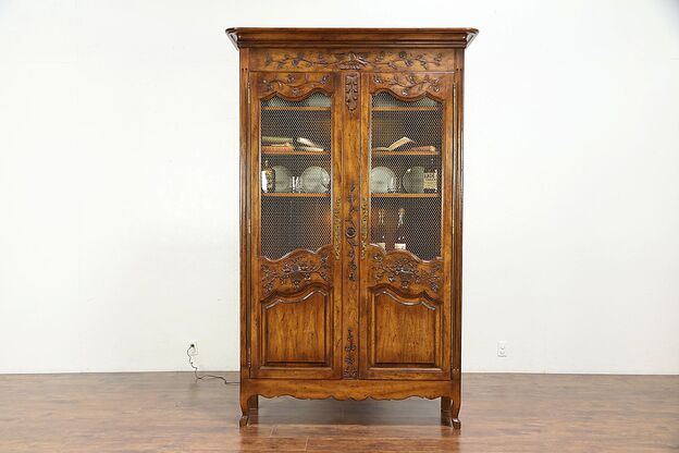 Country French Vintage Armoire, China or Bar Cabinet, Bookcase #30162 photo