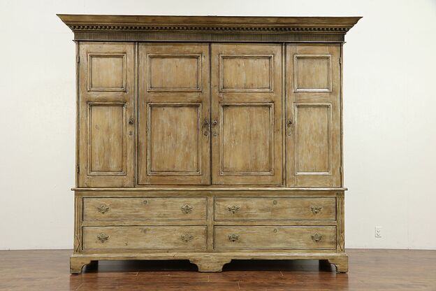 Country Pine Vintage 9'  Wide Armoire or TV or Linen Cabinet, Ellis Woods #30250 photo