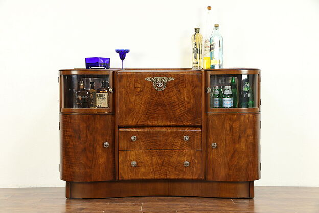 Art Deco Vintage English Bar Liquor Cabinet, Beautility #30485 photo