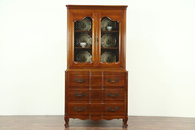 Cherry Traditional Vintage China Cabinet or Bookcase, Signed Widdicomb photo