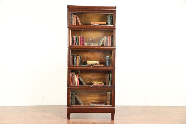 Oak 1900 Antique 5 Stack Lawyer Bookcase, Signed Macey & Weis #29976 photo
