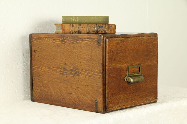 Oak Quarter Sawn Antique Desktop 8x10 File Drawer Cabinet #32041 photo