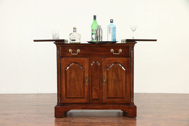 Traditional Cherry Vintage Bar Cabinet, Flip Serving Top, Signed Mt. Airy #30050 photo
