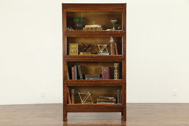 Oak Quarter Sawn Craftsman Antique 4 Stack Lawyer Bookcase,  Macey #31252 photo