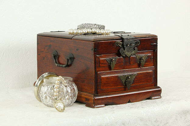 Jewelry Box Antique Chinese Dressing Case & Mirror #33451 photo