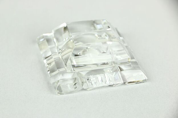 Faceted Blown & Cut Crystal Paperweight photo