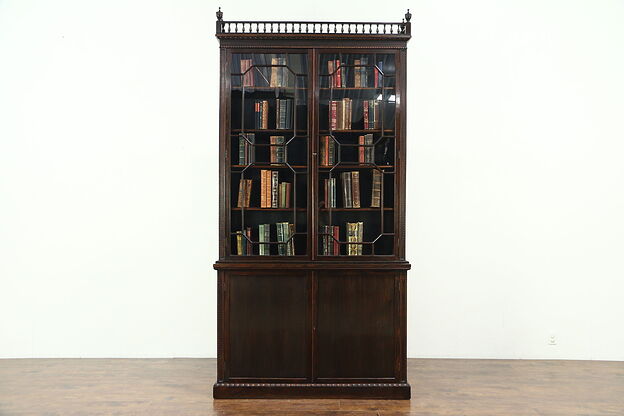 Rosewood Antique 1870 Library Bookcase, Adjustable Shelves, England photo