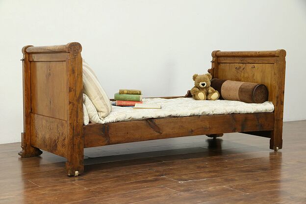 Classical French Antique 1810 Carved Elm Burl Day Bed or Bench  #30685 photo